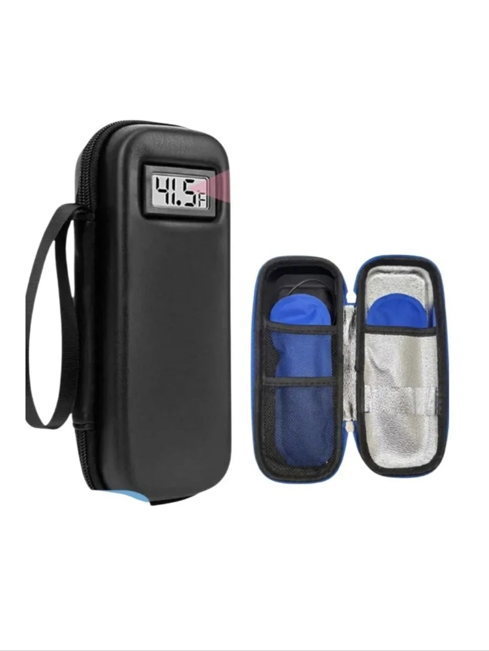 Black Hard Shell Electronics Travel Case with Built-In Thermometer